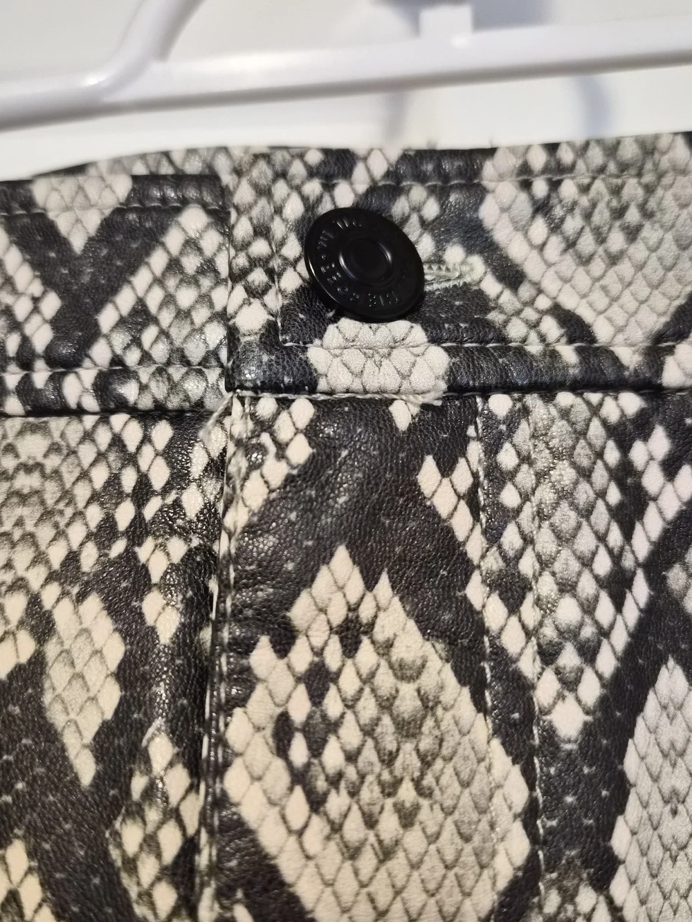 Free People Black and White Snake-Print Vegan Leather Midi Skirt - Picture 5 of 11